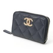 Pre-owned Leather wallets Chanel Vintage , Blue , Dames