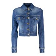 Blauwe Slim Fit Jas met Gouden Metalen Knopen Elisabetta Franchi , Blu...