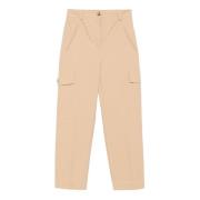 Cargo broek in katoenen keper Twinset , Beige , Dames