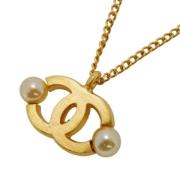 Pre-owned Metal necklaces Chanel Vintage , Yellow , Dames