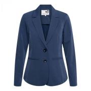 Melange Travel Blazer met Paspelzak &Co Woman , Blue , Dames