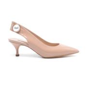 Elastische slingback-kittenhak schoenen Casadei , Beige , Dames