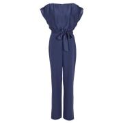 Jumpsuit Jurk Materiaal Mix Swing , Blue , Dames