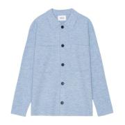 Gekookt Merinowol Overshirt in Poederblauw Nn07 , Blue , Heren