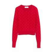 Donkerrode Crew Neck Sweater Marine Serre , Red , Dames