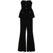 Zwarte Crepe Jumpsuit met Riem Self Portrait , Black , Dames