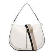 Leren Schoudertas met Polyester Voering Gianni Chiarini , White , Dame...