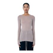 Rib Lange Mouw Crewneck T-shirt Rick Owens , Beige , Dames