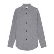 Grijze Melange Overshirt met Logoknoppen Nn07 , Gray , Heren