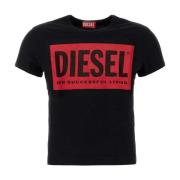 Klassiek Zwart Katoenen T-shirt Diesel , Black , Dames