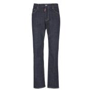 Blauwe Katoenen Jeans met Logopatch Dsquared2 , Blue , Heren