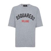 Grijze Logo Print Jersey T-shirt Dsquared2 , Gray , Heren