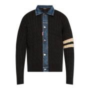 Cardigan met denim inzetstukken Dsquared2 , Black , Heren