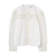 Witte Kant Detail Shirt Isabel Marant , White , Dames