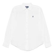 Wit linnen overhemd met geborduurde pony Polo Ralph Lauren , White , D...