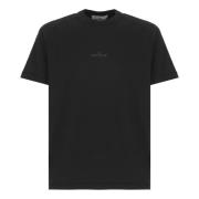 Zwarte Katoenen T-shirt met Logo Stone Island , Black , Heren