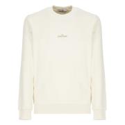 Contrasterende Logo Sweater Ivoor Stone Island , Beige , Heren