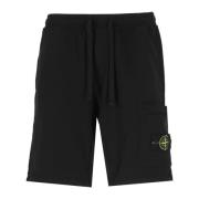 Zwarte katoenen bermuda shorts met zakken Stone Island , Black , Heren