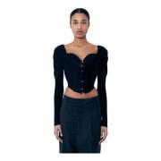 Hartvormig Corset Top met Lange Mouwen Vivienne Westwood , Black , Dam...