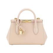 Elegante Leren Handtas met Kettingriem Dolce & Gabbana , Beige , Dames