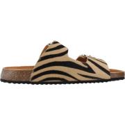 Stijlvolle Sliders voor Vrouwen Geox , Beige , Dames