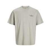 Premium Crew Neck Tee met Branding Jack & Jones , Beige , Heren