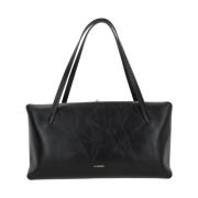 Zwarte leren handtas met gouden hardware Jil Sander , Black , Dames