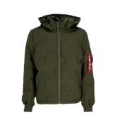 Logo Puffer Donsjas Donker Olijf Alpha Industries , Green , Heren