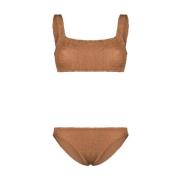 Cocoa-Brown Bandeau Strandkleding Hunza G , Brown , Dames