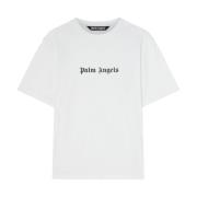 Logo Print Crew Neck T-shirts Palm Angels , White , Heren