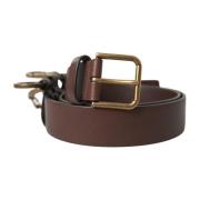 Gouden Gesp Leren Riem Stijlvolle Mannen Dolce & Gabbana , Brown , Her...