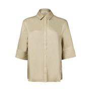 Oversized Linnen Shirt met Korte Mouwen Anine Bing , Beige , Dames