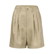 Casual Linnen Shorts met Plooien aan de Voorkant Anine Bing , Beige , ...