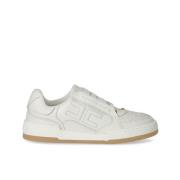 Ivoor leren sneaker met logodetail Elisabetta Franchi , Beige , Dames