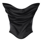 Zwart Strapless Satijn Korset Bustier Magda Butrym , Black , Dames