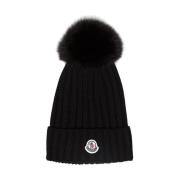 Pom Pom Beanie in Zwart Wol Moncler , Black , Unisex