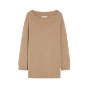 Off-shoulder Wol Kasjmier Gebreide Trui Max Mara , Brown , Dames