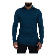 Blauwe Kraag Pullover Sweater T-Shirt Dolce & Gabbana , Blue , Heren