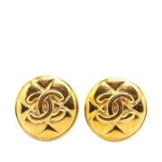 Pre-owned Metal earrings Chanel Vintage , Yellow , Dames