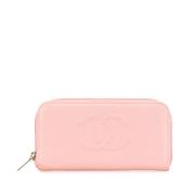 Pre-owned Leather wallets Chanel Vintage , Pink , Dames