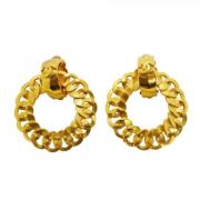 Pre-owned Metal earrings Chanel Vintage , Yellow , Dames