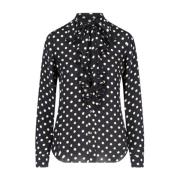 Polkadot blouse met strikkraag Aspesi , Black , Dames