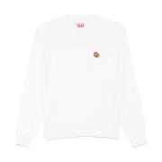 Amandel Beige Logo Patch Crew Neck Kenzo , White , Dames