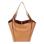 Kenia leren emmer tas met T Timeless accessoire Tod's , Brown , Dames