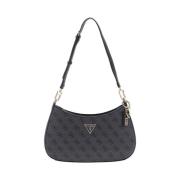 Trendy Zwarte Leren Handtas met Gouden Details Guess , Gray , Dames