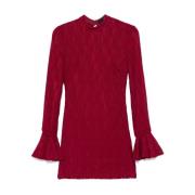 Ruby Wine Kant Mini Jurk Rotate Birger Christensen , Red , Dames