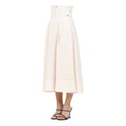 Witte Midi Rok met Tailleband Elisabetta Franchi , Yellow , Dames