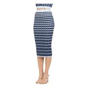 Blauwe Midi Rok met Ruches Elisabetta Franchi , Blue , Dames