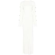 Witte Jurk met Zijsplit en Ribdetail Mach & Mach , White , Dames