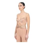 Sensuele Nude Bustier Top Elisabetta Franchi , Beige , Dames